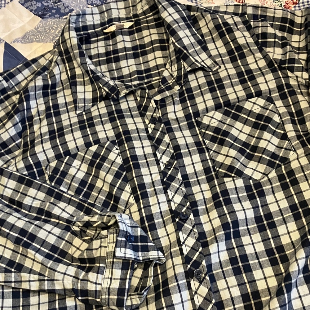 Terra & Sky Navy and White Plaid Shirt